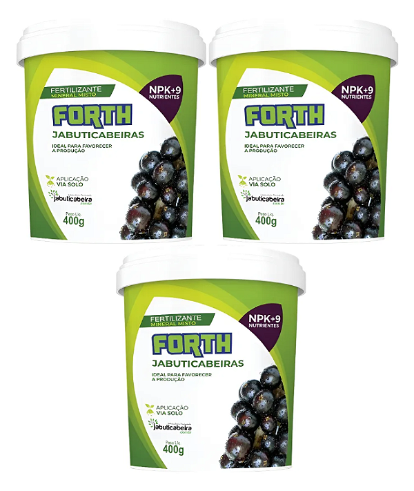 Kit 3 Forth Jabuticabeiras - Adubo Especial para Frutificação 400g
