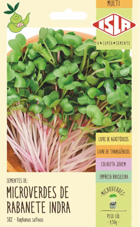 Sementes de Microverdes de Rabanete Indra/Rosado - 4,5g - Isla Multi
