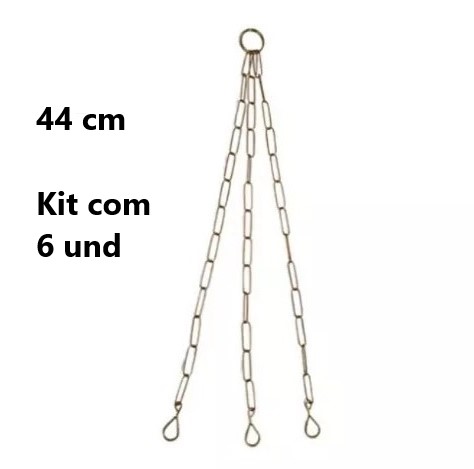 Kit 6 Corrente de Metal Tripla para Vaso Suspenso 44cm