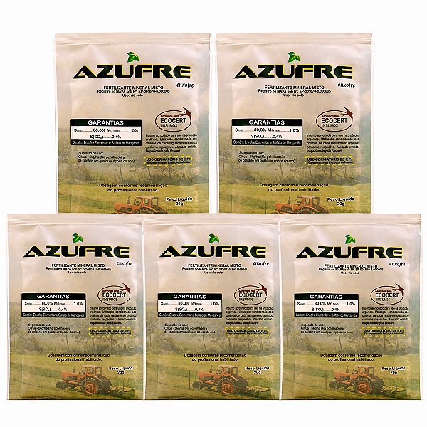 Kit 5 Azufre Sachês - Enxofre Solúvel - 20 gramas
