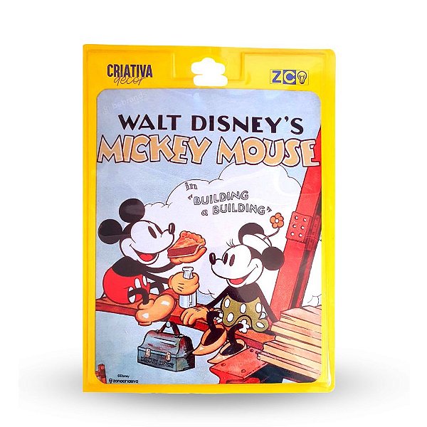 Quadro Decorativo Slim Metal Mickey & Minnie "In Building a Building"  ©Disney