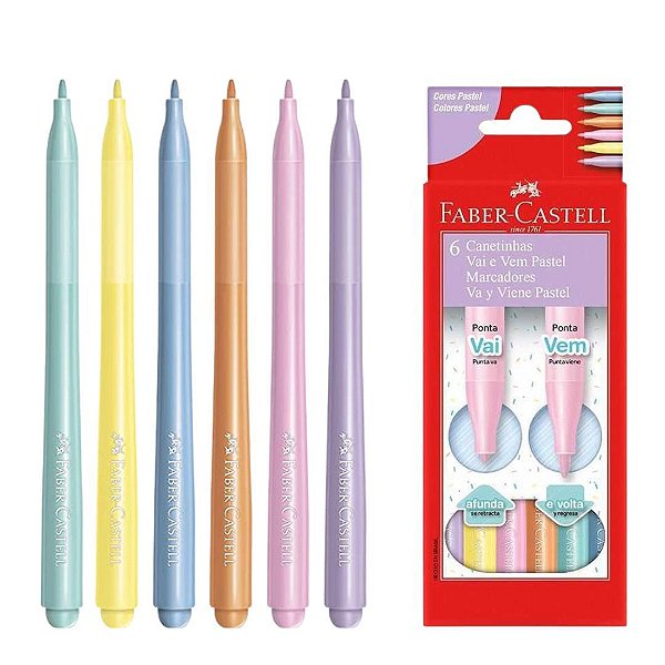 Canetinha Vai e Vem Pastel 6 Cores Faber-Castell©