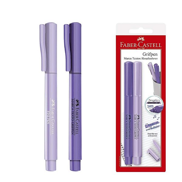 Caneta Marca Texto Grifpen (2 Unidades) Roxo Neon e Pastel Faber-Castell©