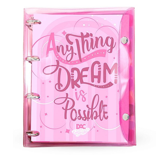 Fichário Caderno Argolado Universitário Cristal Color Bubble Rosa Breeze c/ 192 folhas