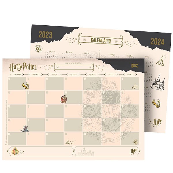 Bloco Planejamento Mensal e Calendário Harry Potter