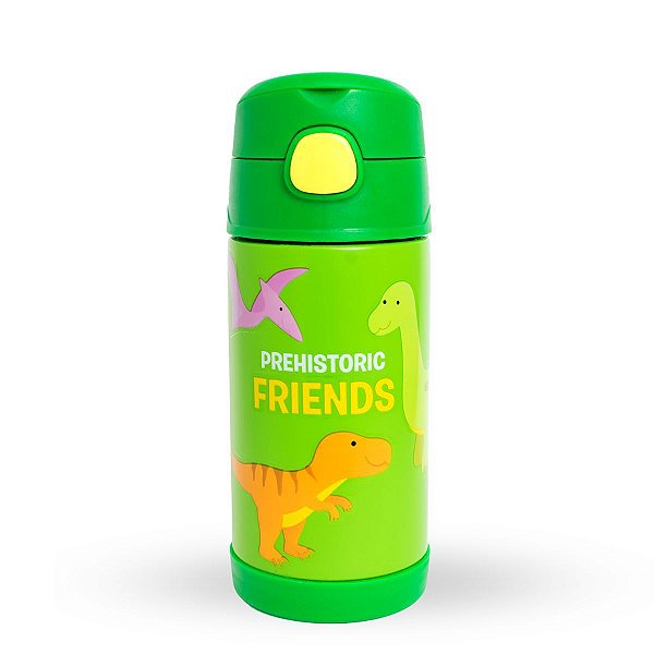 Garrafa Infantil Click c/Canudo 300ml - Amigos Dino