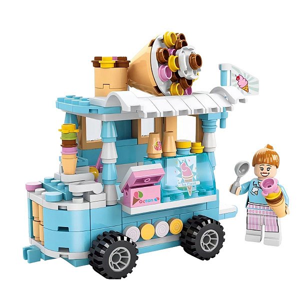 Blocos De Montar Food Park Carrinho de Sorvete - 184pcs - Polibrink
