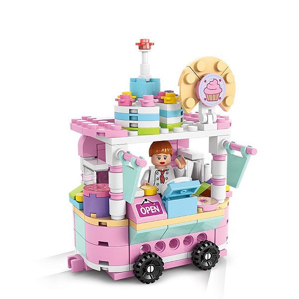 Blocos De Montar Food Park Carrinho de Cupcake - 157pcs - Polibrink