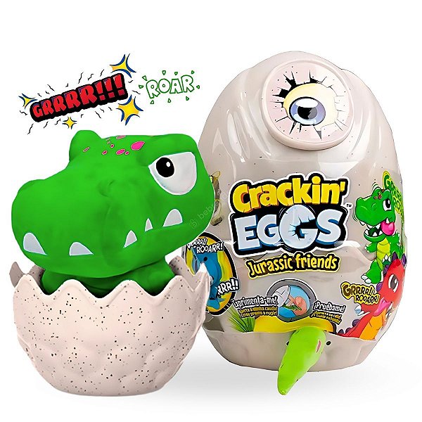 Pelúcia Interativa c/ Vibração e Som - Ovo Crackin Eggs Jurassic Friends Z-Rex