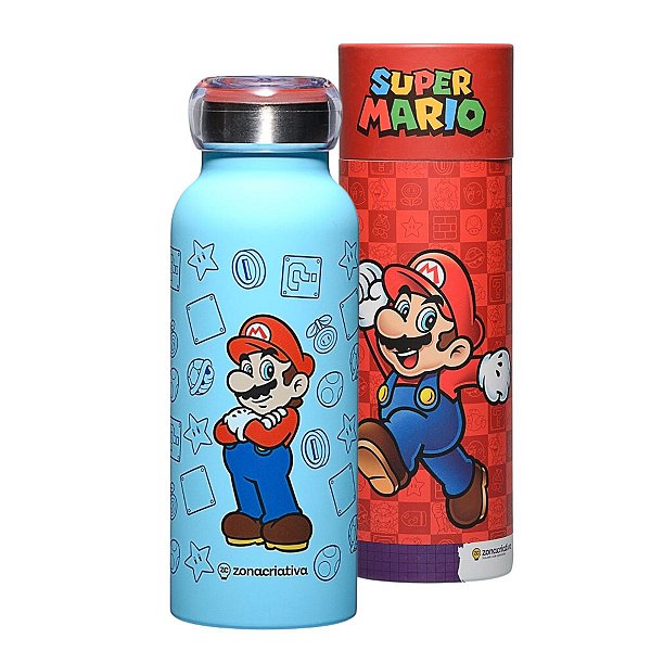 Garrafa Bubble Térmica 500ml Super Mario™  Azul- Nitendo