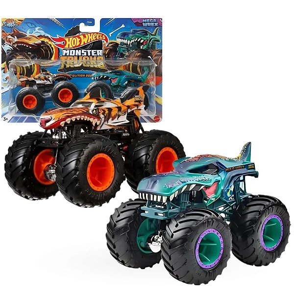 Hot Wheels Monster Trucks Demolition Doubles 1:64 - Tiger Shark Vs. Mega-Wrex