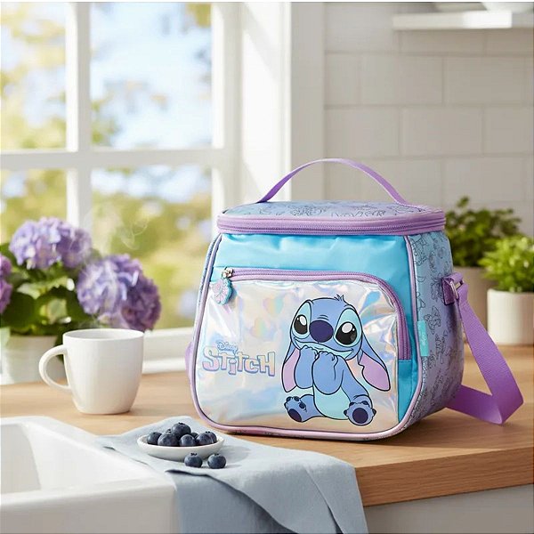 Lancheira Metalizada Azul Stitch - Disney