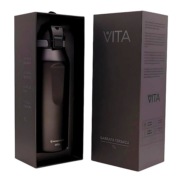 Garrafa Térmica Vita Pegasus 1000ml Noir - Zona Criativa