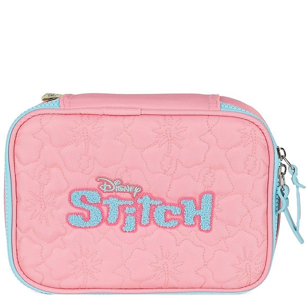 Estojo Box 100 Pens Metalassê Rosa Stitch - Disney