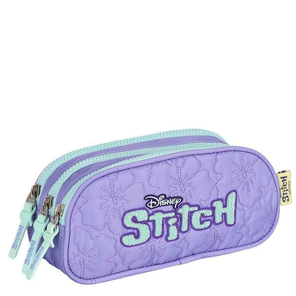Estojo Triplo Metalassê Roxo Stitch - Disney