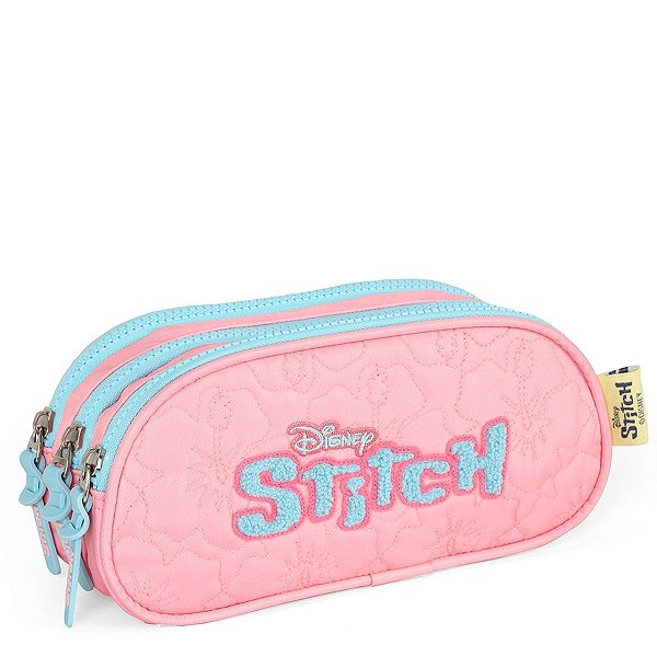 Estojo Triplo Metalassê Rosa Stitch - Disney