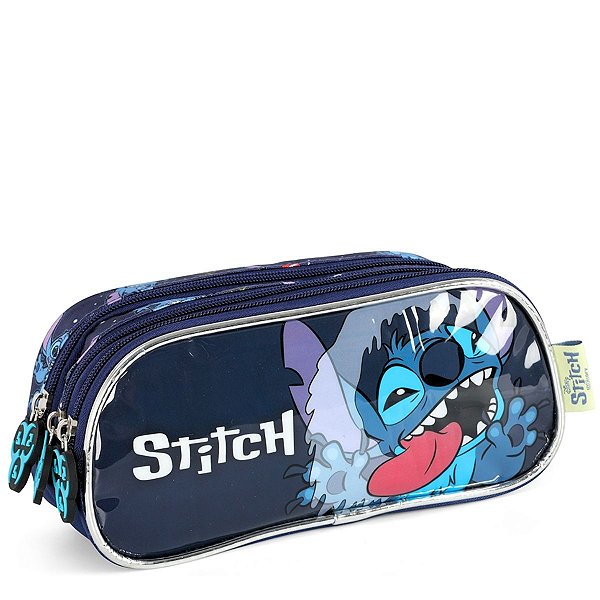 Estojo Triplo Divertido Azul Stitch - Disney