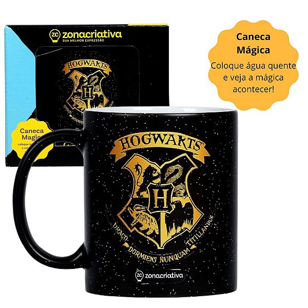 Caneca Magic Glitter - Muda de Cor 350ml Hogwarts - Harry Potter