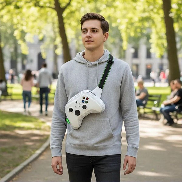 Bolsa Pochete XBOX com Fecho Zíper e Alça Ajustável