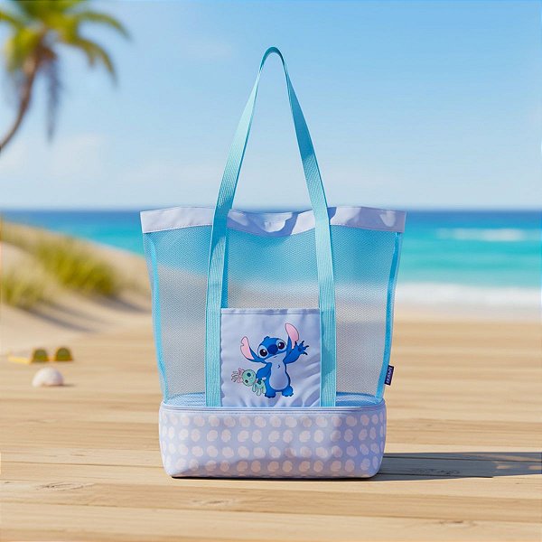 Bolsa de Praia Stitch Disney com Compartimento Térmico | Grande, Resistente e Espaçosa