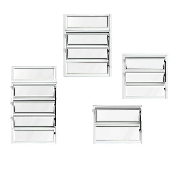 JANELA BASCULANTE 1 SEÇÃO VIDRO MINI BOREAL ALUMÍNIO BRANCO - LINHA RESISTENCE