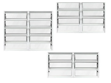 JANELA BASCULANTE 2 SEÇÕES VIDRO MINI BOREAL ALUMÍNIO BRANCO - LINHA RESISTENCE