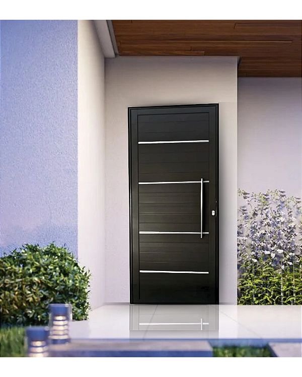 PORTA LAMBRIL DUPLO C/ FRISO ALUMÍNIO PRETO C/ PUXADOR 60 CM - LINHA PREMIUM