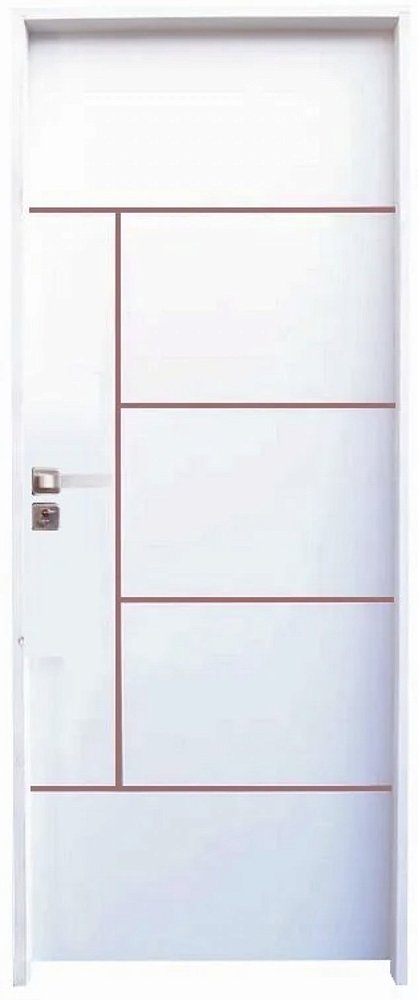 PORTA FRISADA ATENAS HDF PRIMER MONTADA NO BATENTE ECOLÓGICO DE 14 CM COM FECHADURA EXTERNA MODENA