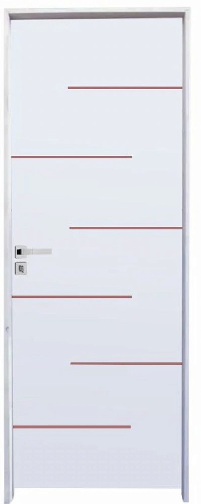 PORTA FRISADA FLORENÇA HDF PRIMER MONTADA NO BATENTE ECOLÓGICO DE 11 CM COM FECHADURA WC MODENA