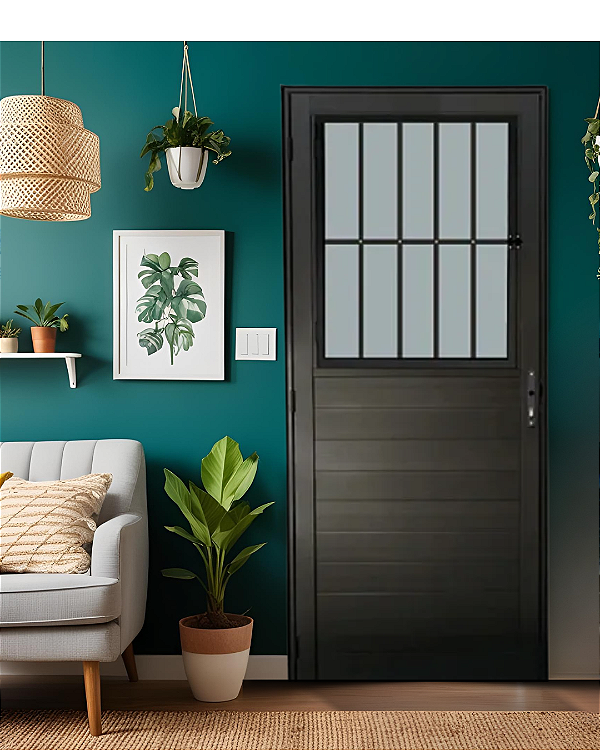 PORTA LAMBRIL DUPLO SOCIAL VIDRO BOREAL ALUMÍNIO PRETO - LINHA PREMIUM