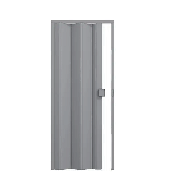 PORTA PVC SANFONADA DE CORRER CINZA MARMORIZADO C/ TRINCO MODERNO