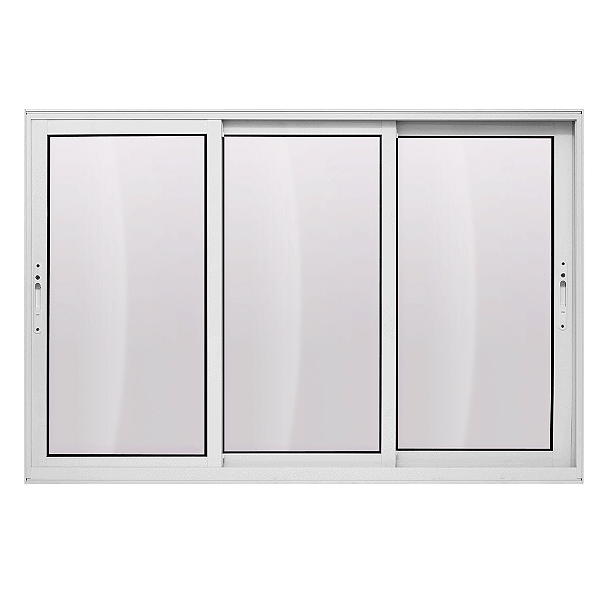 JANELA ALUMÍNIO VITRÔ BRANCO 3 PLANOS 3 MÓVEIS S/ GRADE - LINHA 25 PREMIUM