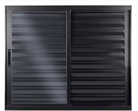 JANELA VENEZIANA 3 FLS ALUMÍNIO PRETO S/ GRADE - LINHA 25 PREMIUM
