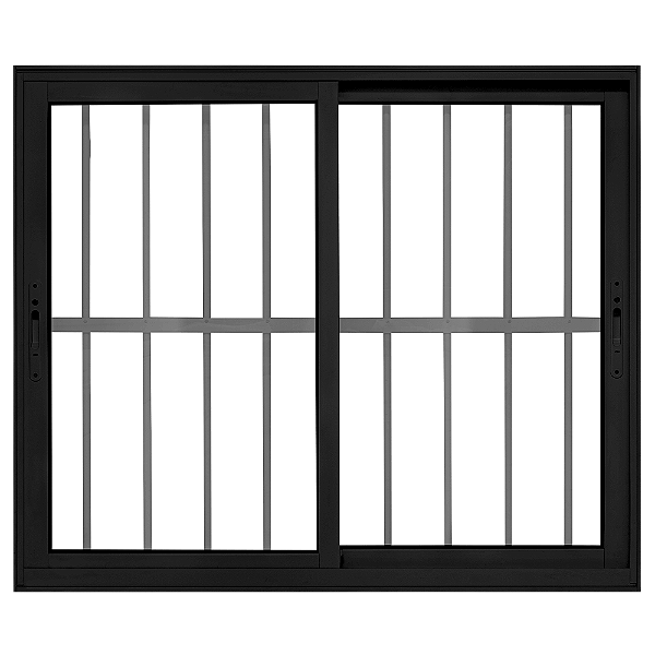 JANELA VITRO 2 FLS ALUMÍNIO PRETO C/ GRADE - LINHA 25 PREMIUM