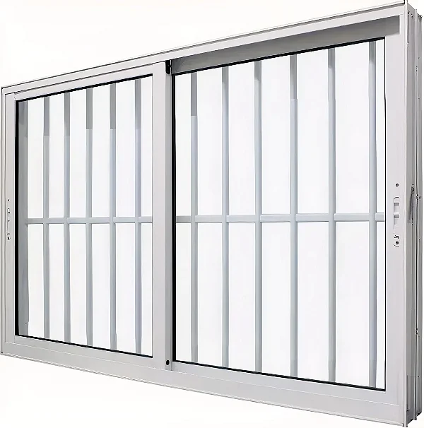 JANELA VITRO 2 FLS MOVEIS ALUMÍNIO BRANCO C/ GRADE - LINHA 25 PREMIUM