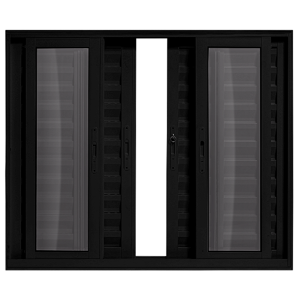 JANELA VENEZIANA 6 FLS ALUMÍNIO PRETO S/ GRADE - LINHA 25 PREMIUM