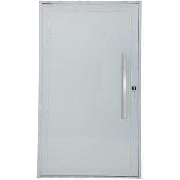 PORTA LAMBRIL PIVOTANTE ALUMÍNIO BRANCO C/ PUXADOR S/ FRISOS S/ VIDRO