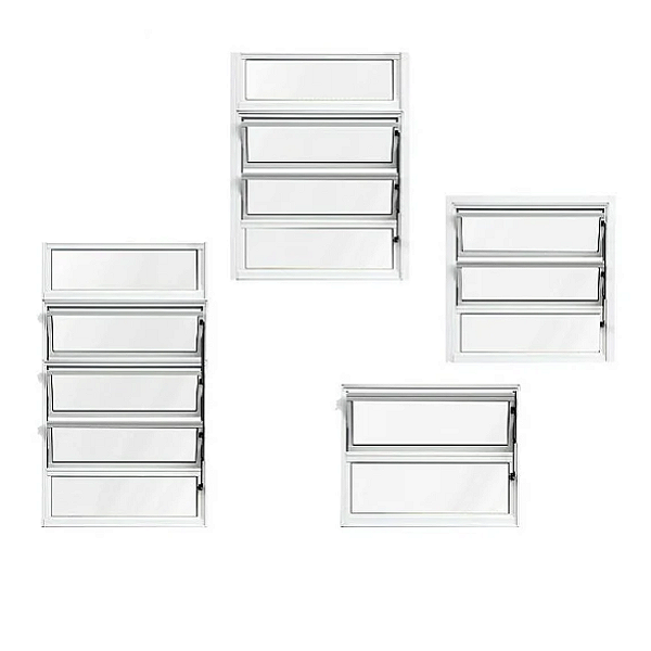 JANELA BASCULANTE 1 SEÇÃO VIDRO MINI BOREAL ALUMÍNIO BRANCO - LINHA RESISTENCE
