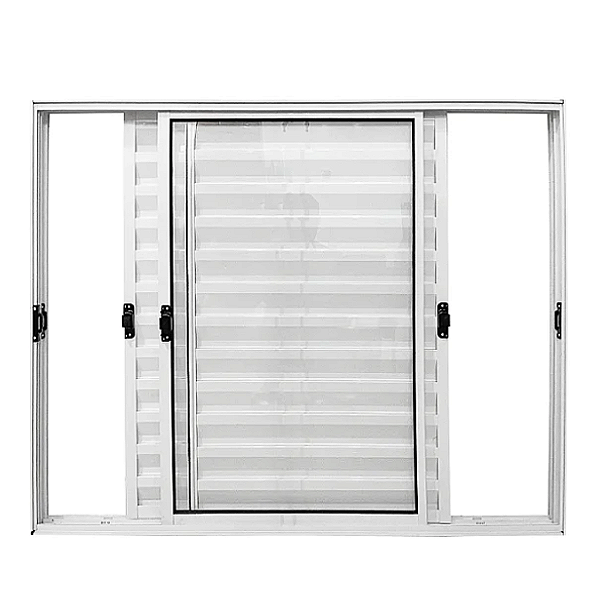 DUPLICADO - JANELA VENEZIANA 3 FOLHAS MÓVEIS SEM GRADE ALUMÍNIO BRANCO - LINHA RESISTENCE