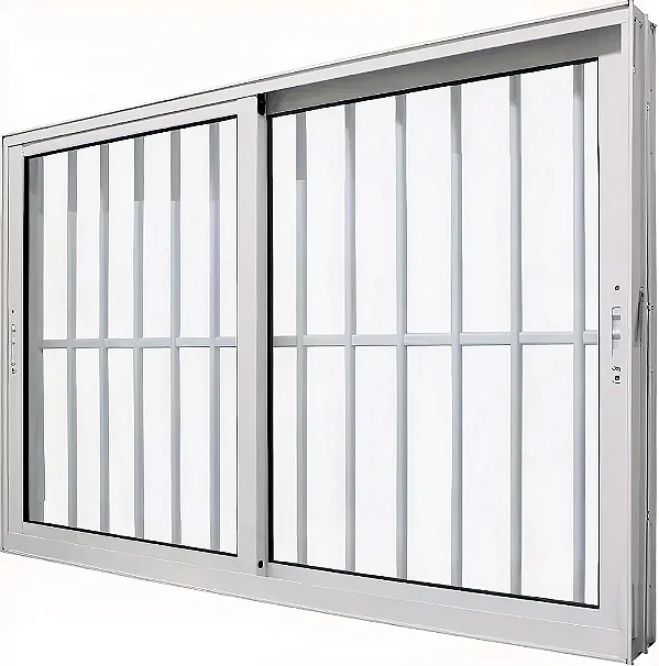 DUPLICADO - JANELA VITRO 2 FLS MOVEIS ALUMÍNIO BRANCO C/ GRADE - LINHA 25 PREMIUM