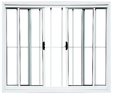 DUPLICADO - JANELA DE CORRER 4 FOLHAS C/ GRADE ALUMÍNIO BRANCO - LINHA RESISTENCE