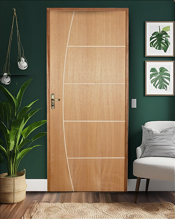 PONTA DE ESTOQUE - PORTA MADEIRA BELI 4 PADRÃO IMBUIA C/ FECHADURA EXTERNA MODERNA BAT 11 - *RECUPERADA*