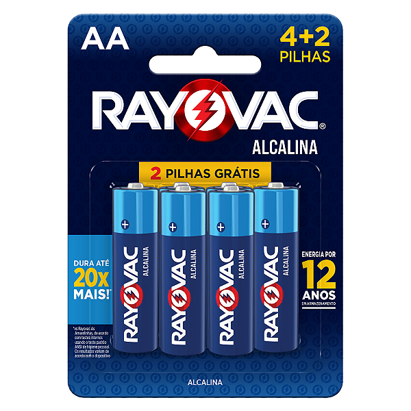 Pilha Alcalina Rayovac AA cartela com 6 Pilhas