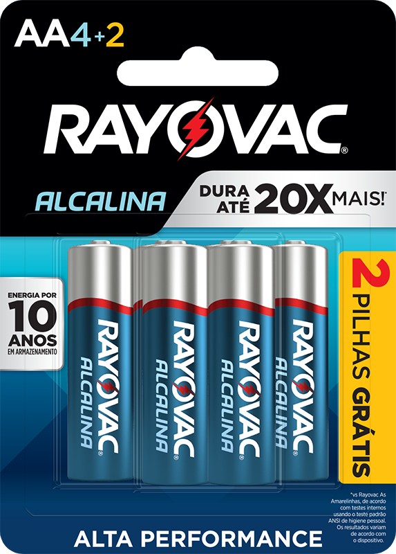 Pilha Alcalina Rayovac AA cartela com 6 Pilhas
