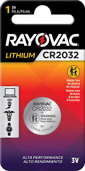 Pilha Eletrônica Rayovac Botão CR2032 1 Pilha