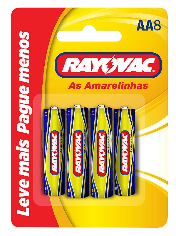 Pilha Zinco Rayovac AA8 Cartela 8 unidades