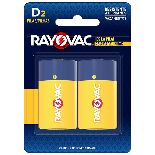 Pilha Zinco Rayovac D grande 1 Cartela com 2 Pilhas