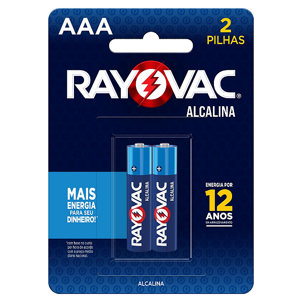 Pilha Alcalina Rayovac AAA (Palito) - 1 Cartela com 2 Pilhas
