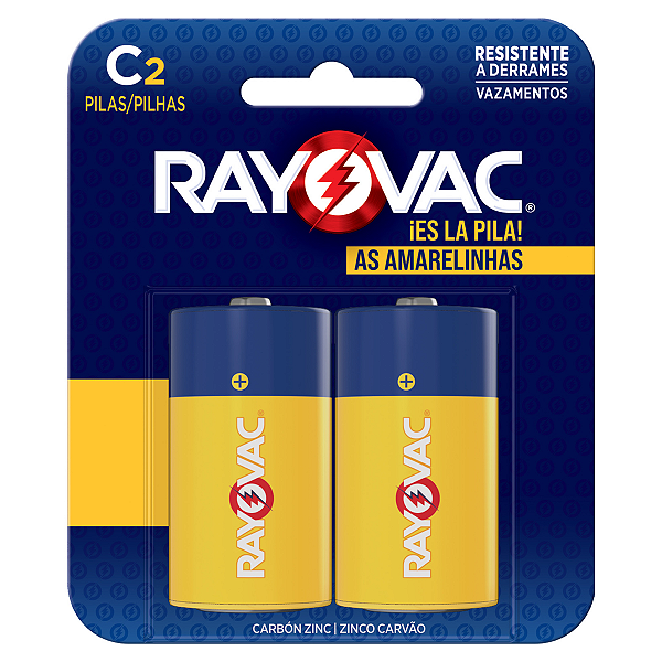 Pilhas Zinco Rayovac C (média) - Cartela com 2 Pilhas