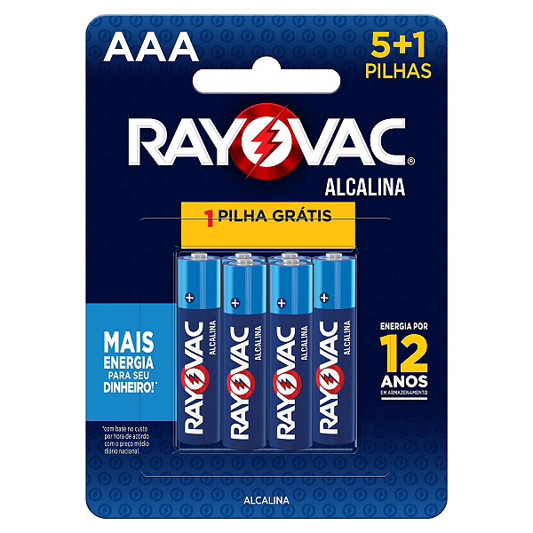 Pilha Alcalina Rayovac AAA 5+1